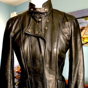 Armani Exchange Black Leather Biker Jacket